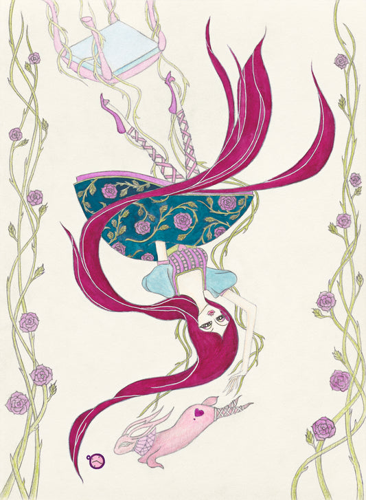 Alice's Adventures in Wonderland 01,watercolor, poster color, color pencil, 愛麗絲的異嘗世界01