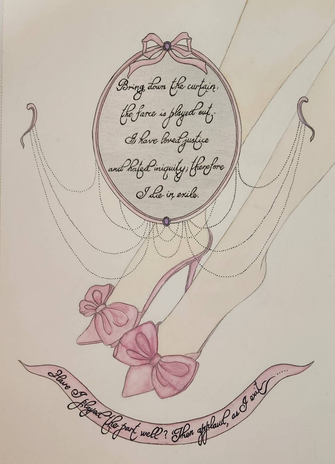 Bring down the curtain, poster color, color pencil, 拉下帷幕, 廣告彩、 色鉛筆