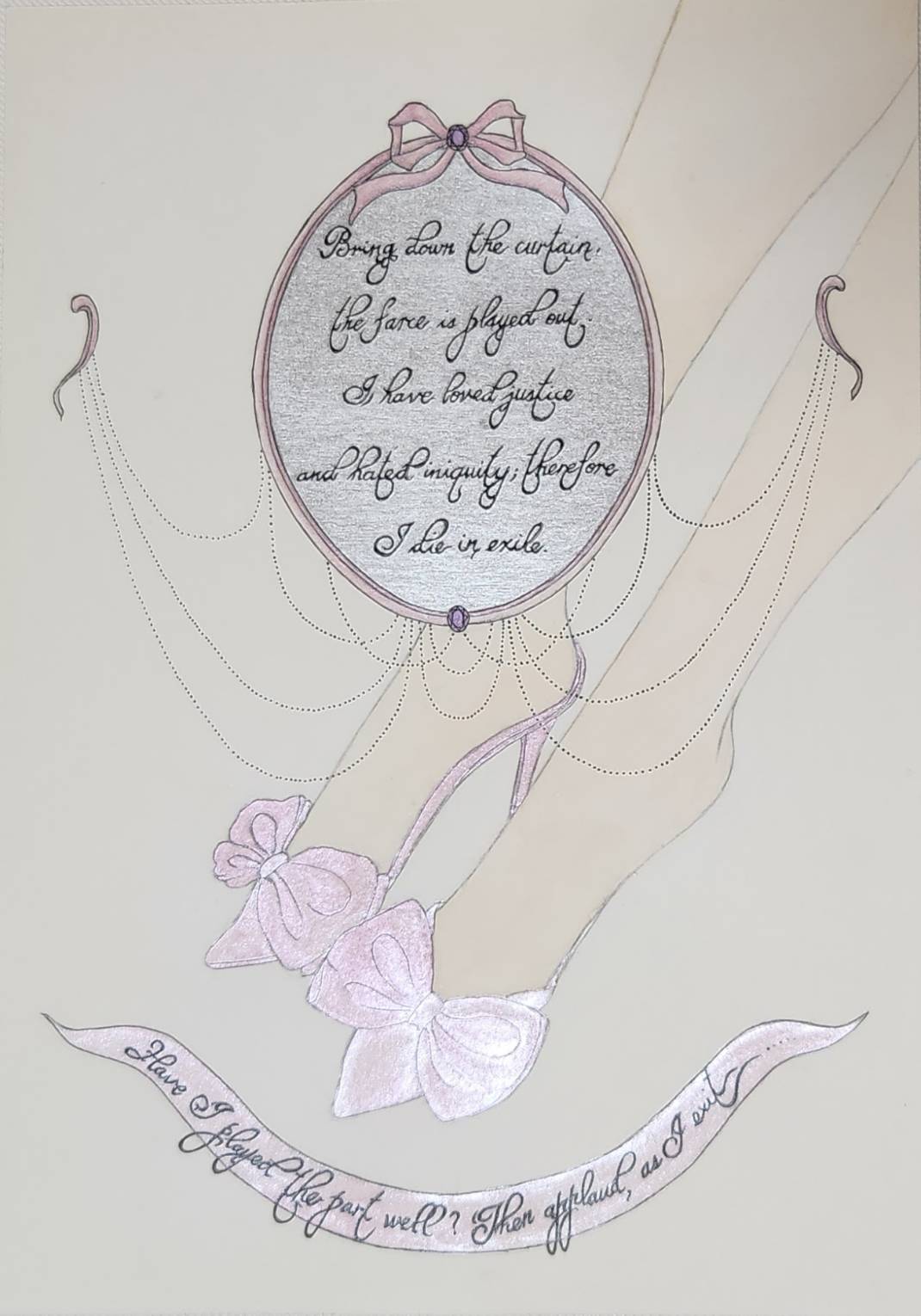 Bring down the curtain, poster color, color pencil, 拉下帷幕, 廣告彩、 色鉛筆