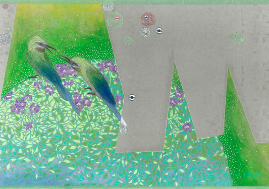 高甄斈,金山.銀山-遐想1,2019,彩、墨、紙,21×29.7cm,私人收藏。