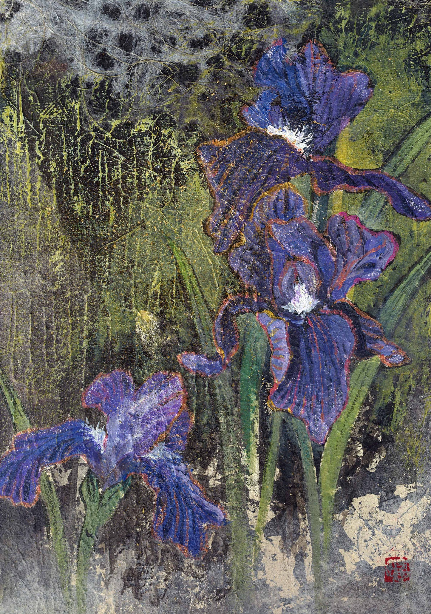 高甄斈,拾花釀春系列-德國鳶尾(Iris germanica)1,2021,彩、墨、紙,29.7×21cm,私人收藏。