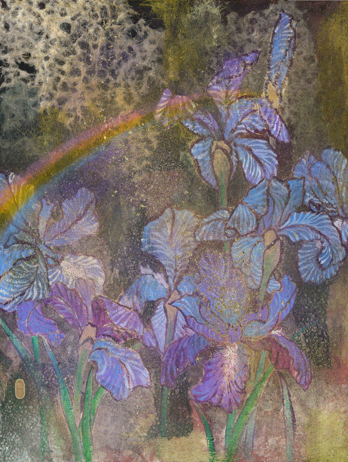 高甄斈,拾花釀春系列-德國鳶尾(Iris germanica)3,2022,彩、墨、紙,60×45.5cm。