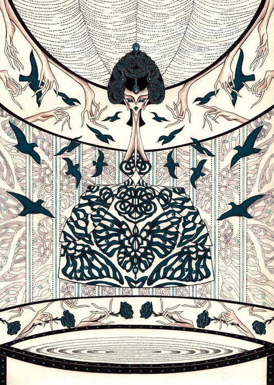 The prestige, color ink, color pencil, 29.7x21cm, 頂尖對決, 彩色墨水、帶針筆、 色鉛筆、水彩紙