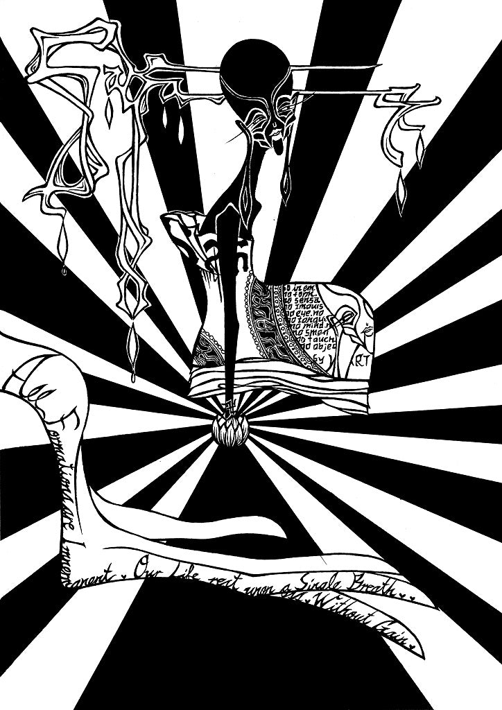 Sakya 3, Ink, 29.7x21cm,釋迦 3, 墨水、帶針筆、水彩紙