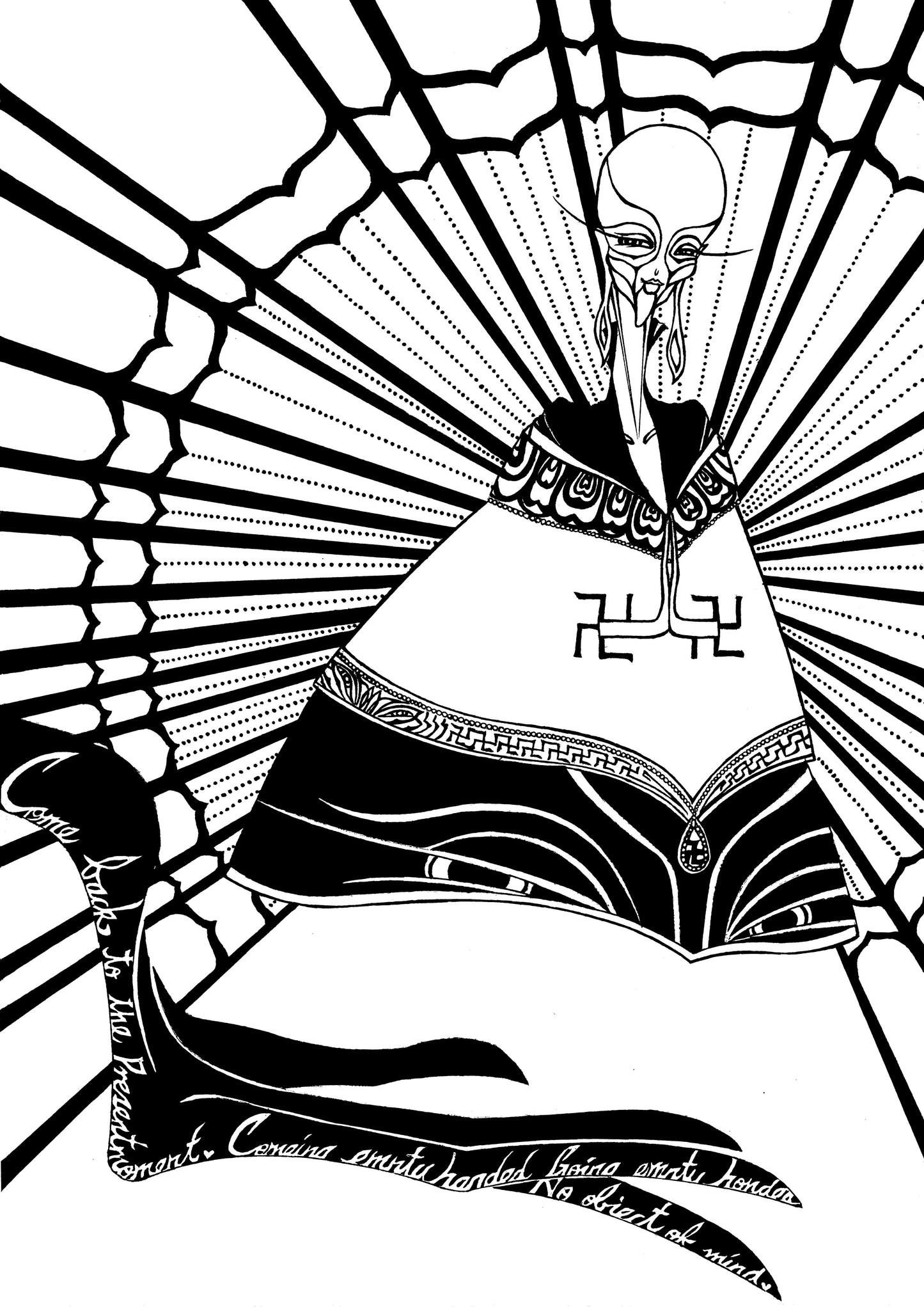 Sakya 2, Ink, 29.7x21cm, 釋迦2, 墨水、帶針筆、水彩紙