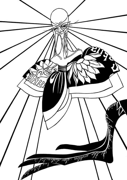 Sakya 1, Ink, 29.7x21cm, 釋迦 4, 墨水、帶針筆、水彩紙