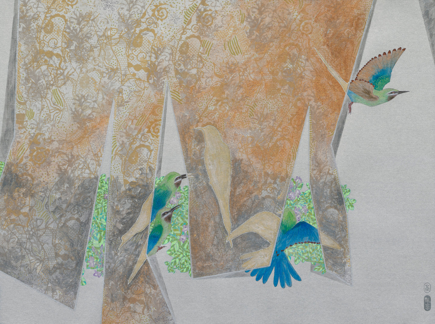 高甄斈，金山．銀山-遐想4，2019，複合媒材、紙，46×64cm。