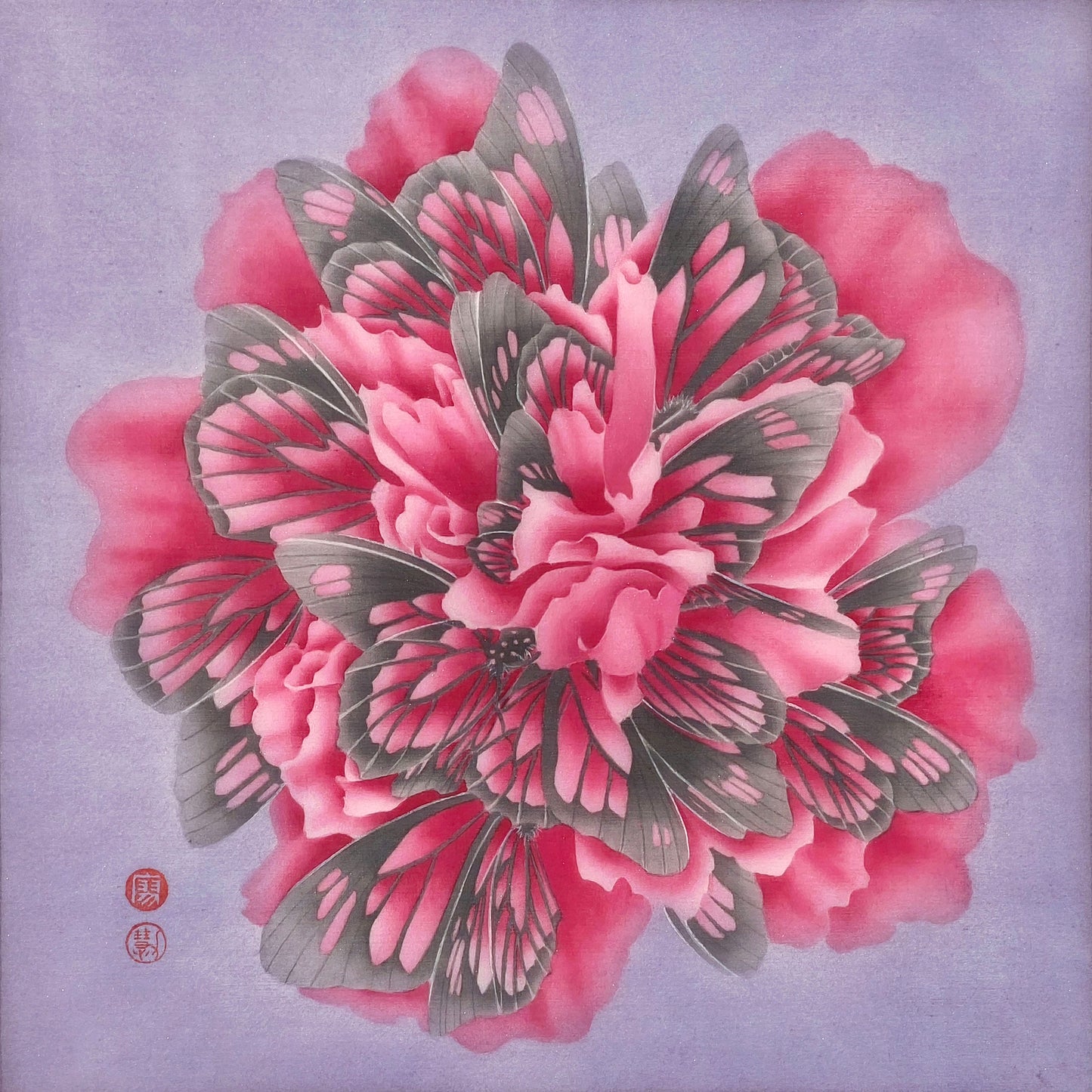 廖力慧,無相(1)，2024，絹本、墨、水干、雲母粉，30×30cm。
