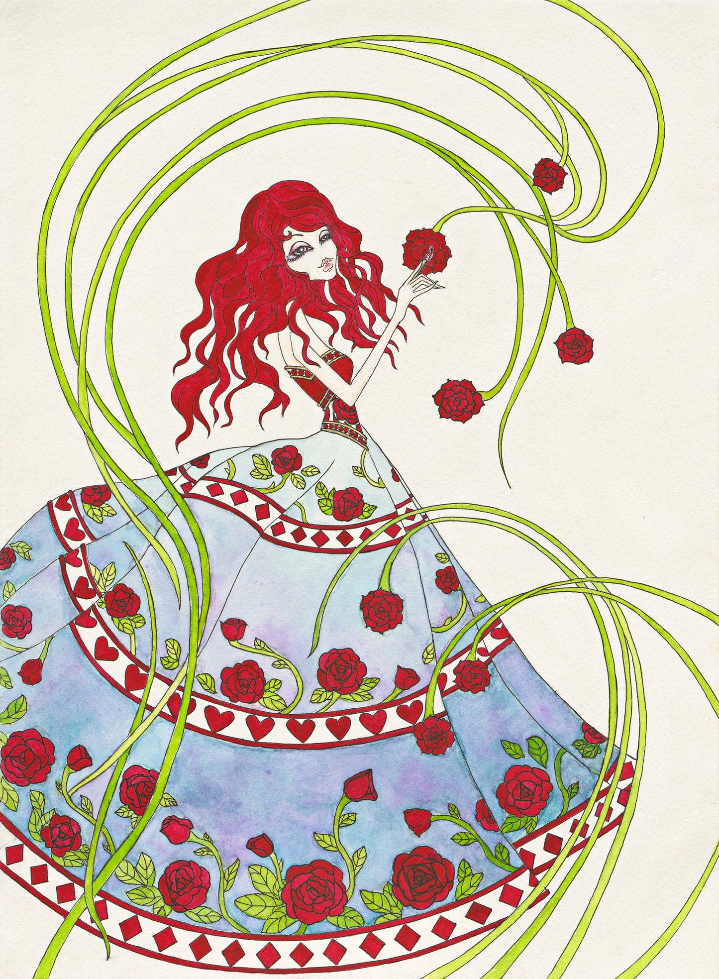 Alice's Adventures in Wonderland 03,watercolor, poster color, color pencil, 愛麗絲的異嘗世界03