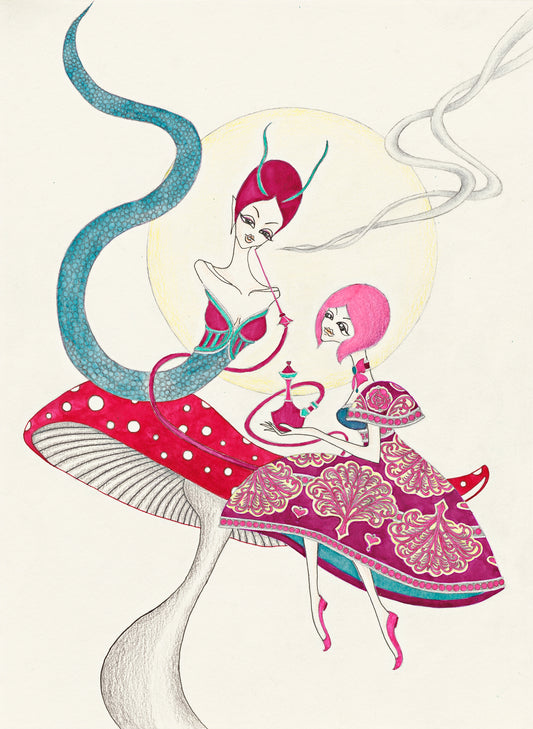 Alice's Adventures in Wonderland 02,watercolor, poster color, color pencil, 愛麗絲的異嘗世界02