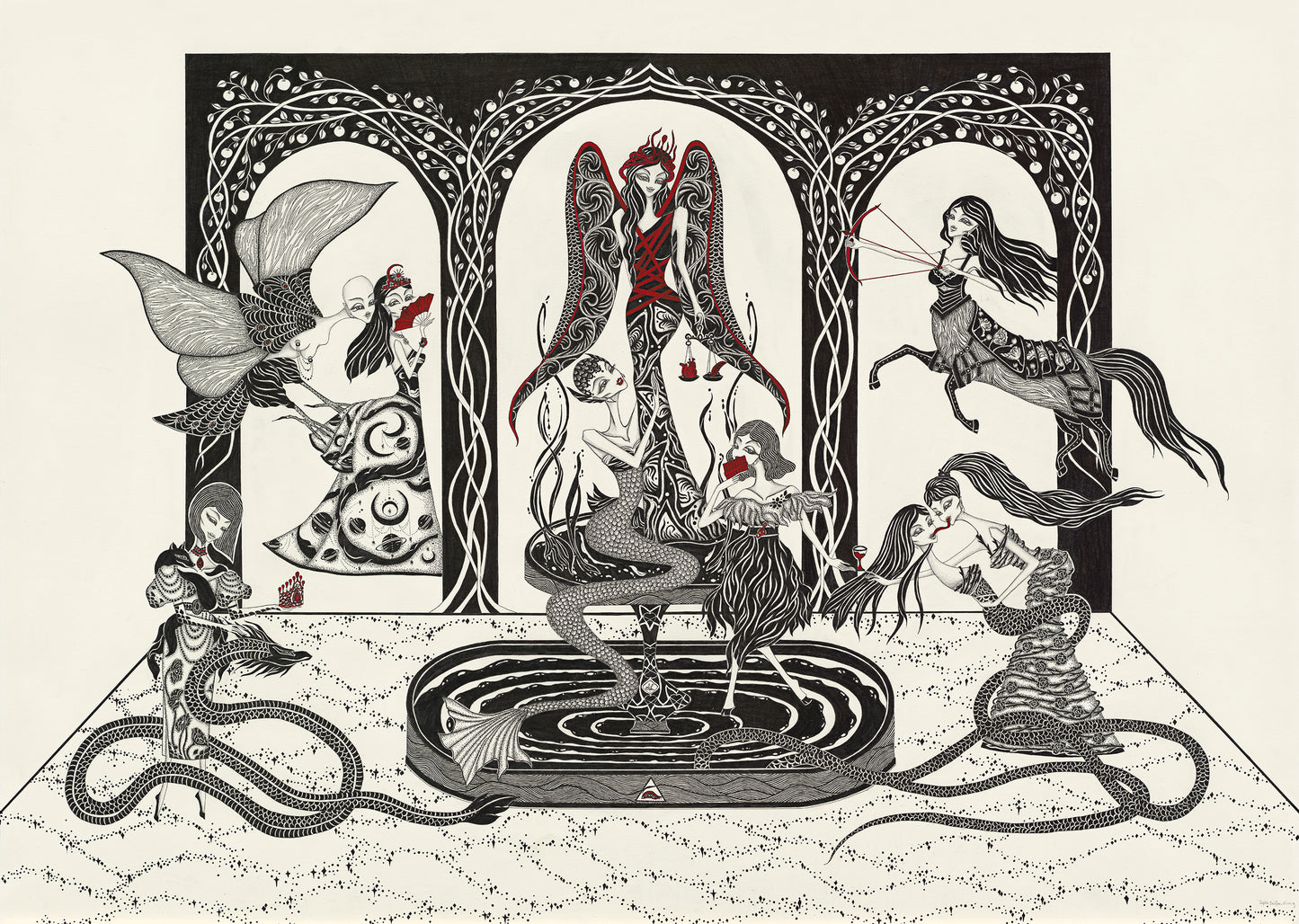 The Devils' temptation 02, Ink, postercolor, 109.5 x 78.7 cm