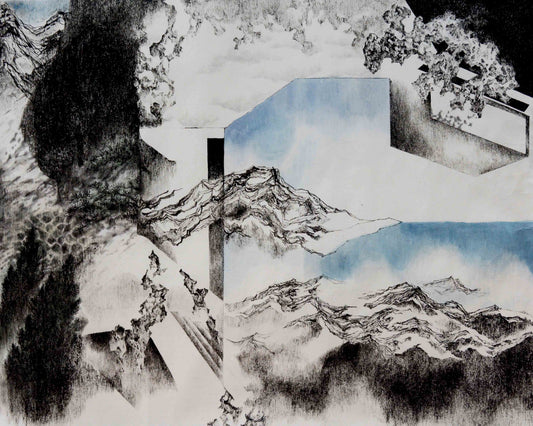 李孟芳，人間世－城市光景，2024，水墨紙本，60x75 cm。