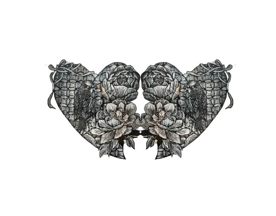 李孟芳，永結同心，2025，木口木版畫，15x20 cm。