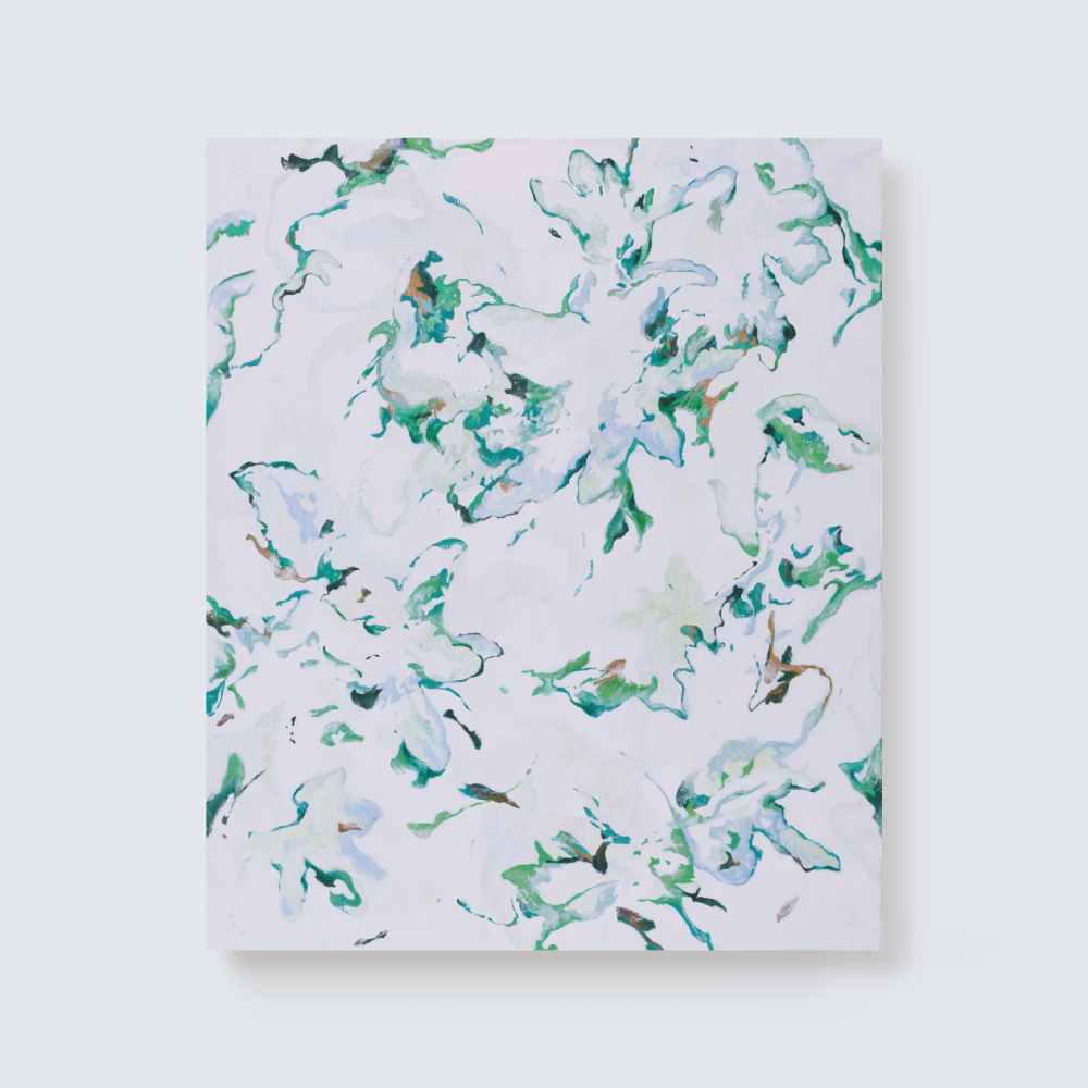 莊道明，雪線上的白星， 2025，壓克力、樺木板，60× 50×4cm。