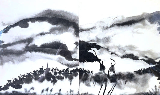 張浩強，星海p314，2001，水墨紙本，21x34cm。